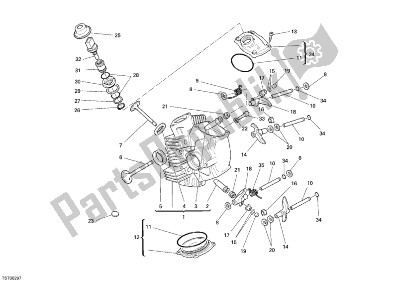All parts for the Horizontal Cylinder Head of the Ducati Multistrada 1100 S 2009